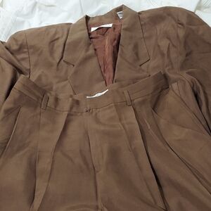 Ellen Tracy Chocolate Brown Silk Pantsuit